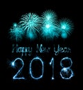 Happy new year 2018 written with Sparkle firework Royalty Free Stock Photo