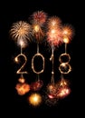 Happy new year 2018 written with Sparkle firework Royalty Free Stock Photo