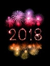 Happy new year 2018 written with Sparkle firework Royalty Free Stock Photo