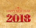 Happy new year 2018 & x28;3d rendering& x29; red color at golden sparkling