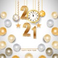 Happy New Year 2021 and Xmas decorative design elements. Happy New year and Merry Christmas posters greeting cards Royalty Free Stock Photo