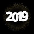 2019 A Happy New Year xmas greetings. Dark background, classic i Royalty Free Stock Photo