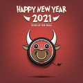 Happy New year. Bicycle wheel made in the form of a bull Royalty Free Stock Photo