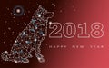 Happy new year, 2018 year dog, design zodiac, poster, postcards, for banners, posters, brochures, leaflets,Place for Royalty Free Stock Photo