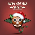 Happy New year. Football ball in the form of dragon