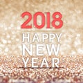 happy new year 2018 year number with confetti at sparkling golden glitter background ,Holiday Greeting card Royalty Free Stock Photo