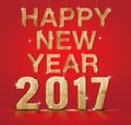 Happy New Year 2017 year number on red studio background,Holiday greeting card concept Royalty Free Stock Photo