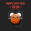 Happy New year. Basketball  ball made in the form of a rat Royalty Free Stock Photo