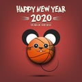 Happy New year. Basketball  ball made in the form of a rat Royalty Free Stock Photo