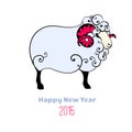 Happy new year 2015. Year of the Sheep. Royalty Free Stock Photo