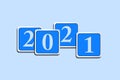Happy New Year 2021. New year, new you, start, goals. Conceptual motivational message written with blue numbers on blue object..