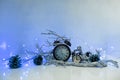 Happy New Years 2019. Winter celebration with alarm clock. Abstract Christmas composition