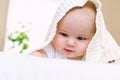 Happy newborn baby girl smiling Royalty Free Stock Photo