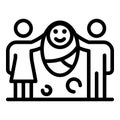 Happy newborn family icon, outline style