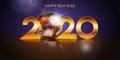 2020 Happy NewYear. Holiday design with disco ball. Vector illustration Royalty Free Stock Photo
