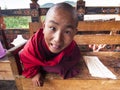 Happy novice monk of Punakha Dzong , Bhutan