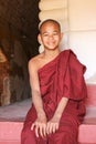 Happy novice young monk in Bagan, Myanmar