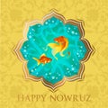 Happy Nowruz Persian New Year illustration. Goldfish symbol of life. Happy New Year. Vector Illustration