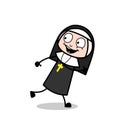 Happy Nun Lady Running Vector