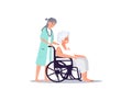 Happy nurse\'s day. nurse caring for an elderly woman. Vector illustration design