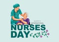 Happy nurses day greeting. nurse with old woman care. abstract vector illustration design Royalty Free Stock Photo