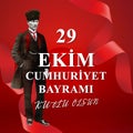 Happy October 29, Republic Day of Turkey, 29 Ekim Cumhuriyet Bayrami kutlu olsun, Ataturk Silhouette