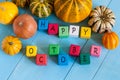 Happy October wooden blocks with many-coloured Royalty Free Stock Photo