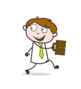 Happy Office Person Going to Office Vector Illustration