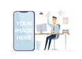 Happy office worker - colorful modern vector illustration Royalty Free Stock Photo