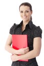 Happy office worker with red folder Royalty Free Stock Photo