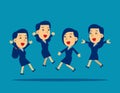 Happy office workers jumping up. Concept business people vector illustration, Cheerful workday