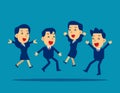 Happy office workers jumping up. Concept business people vector illustration, Cheerful workday