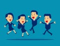 Happy office workers jumping up. Concept business people vector illustration, Cheerful workday