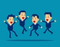 Happy office workers jumping up. Concept business people vector illustration, Cheerful workday