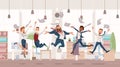 Happy Office Workers Jumping. Vector Illustration.