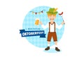 Happy Oktoberfest Party Festival Vector Illustration with Beer, Sausage, Gingerbread, German Flag and ets Background Flat Cartoon