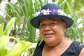 Happy old aged Polynesian Cook Islander woman smile in Rarotonga Cook Islands