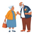 Happy old couple flat illustration