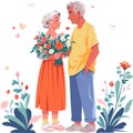 Happy old couple flat illustration