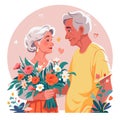 Happy old couple flat illustration