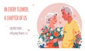 Happy old couple flat illustration