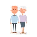 Happy old couple together. Cute Seniors couple holding hands. Happy grandparents day. Vector Illustration of happy retirement. Royalty Free Stock Photo