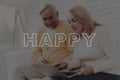 Happy Old Family Concept. Aged Couple With Laptop. Royalty Free Stock Photo