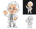 Happy Old Man Professor with Waving Hand Gesture