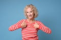 Happy old senior woman holding both thumbs up Royalty Free Stock Photo