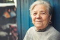 Happy old senior woman smiling outdoor Royalty Free Stock Photo