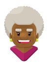 Happy Old Woman with Curly White Hair Flat Vector Illustration Icon Avatar