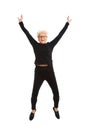 Happy old woman jumping. Royalty Free Stock Photo