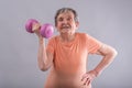 Happy old woman making exercises Royalty Free Stock Photo