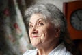 Happy old woman portrait on a dark background Royalty Free Stock Photo